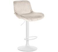 CLP Tabouret de Bar Solon Blanc I Habillage Velours ou Tissu I Chaise de Bar réglable en Hauteur et pivotante I Tabouret de comptoir rembourré, Couleur:crčme, Matériel:Velours