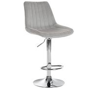CLP Tabouret de bar Toni en Velours Pied trompette en Métal , Gris/Chrome