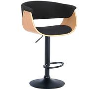 CLP Tabouret De Bar Vestal I Coque en Bois Dossier Ajouré I Pied en Métal I Hauteur Réglable Pivotant, Couleur:Nature/Noir, Matériel:Tissu