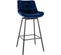 CLP Tabouret de Bar Weston avec Dossier, pivotant a 180°, Assise rembourree, pietement Metallique Stable Couleur Bleu Matériel Velours
