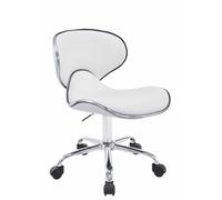 CLP Tabouret De Travail Las Vegas V2 en Similicuir I Chaise De Travail A roulettes avec Hauteur Réglable I Pičtement Métal chromé, Couleur:Blanc