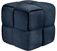 CLP Tabouret Forinta en Velours côtelé, carré et rembourré, Design Moderne Beige, Assise Confortable pour Salon et Chambre Couleur Bleu foncé