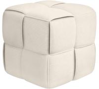 CLP Tabouret Forinta en Velours côtelé, carré et rembourré, Design Moderne Beige, Assise Confortable pour Salon et Chambre Couleur crème