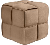 CLP Tabouret Forinta en Velours côtelé, carré et rembourré, Design Moderne Beige, Assise Confortable pour Salon et Chambre Couleur Taupe