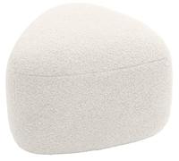 CLP Tabouret Ovale Alfrisa, Pouf rembourré en Tissu Pelucheux, Repose-Pieds rembourré pour Salon et Chambre, Structure en Bois Stable, Couleur:crème