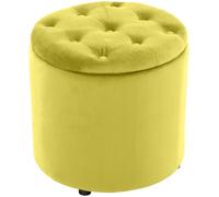 CLP Tabouret Pouf Pantin en Velours I Tabouret Coffre avec Espace De Rangement I Pouf Repose-Pieds, Couleur:Jaune