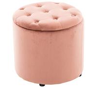 CLP Tabouret Pouf Pantin en Velours I Tabouret Coffre avec Espace De Rangement I Pouf Repose-Pieds, Couleur:Rose