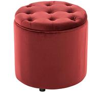 CLP Tabouret Pouf Pantin en Velours I Tabouret Coffre avec Espace De Rangement I Pouf Repose-Pieds, Couleur:Rouge
