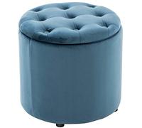 CLP Tabouret Pouf Pantin en Velours I Tabouret Coffre avec Espace De Rangement I Pouf Repose-Pieds, Couleur:Bleu