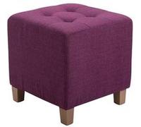 CLP Tabouret Bas Pharao Repose-Pieds Rembourré en Tissu I Tabouret Bas avec Coutures Décoratives I Pouf Carré avec Pieds en Bois | Couleur Violet