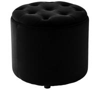 CLP Tabouret Pouf Pantin en Velours I Tabouret Coffre avec Espace De Rangement I Pouf Repose-Pieds, Couleur:Noir