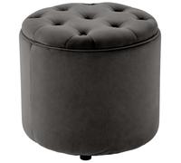 CLP Tabouret pouf Pantin en velours – Coffre de rangement et repose-pieds, Gris