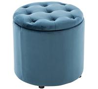CLP Tabouret Pouf Pantin en Velours I Tabouret Coffre avec Espace De Rangement I Pouf Repose-Pieds, Couleur:Bleu