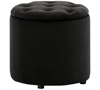 CLP Tabouret Pouf Pantin en Velours I Tabouret Coffre avec Espace De Rangement I Pouf Repose-Pieds, Couleur:Noir