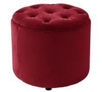 CLP Tabouret pouf Pantin en velours, coffre avec espace de rangement, rouge