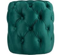 CLP Tabouret Rond en Velours Drancy, rembourré avec Boutons décoratifs, Look Chesterfield, pour Salon, Chambre, Couleur:Vert foncé, Taille:M