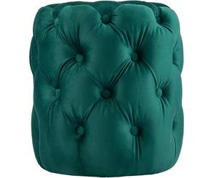 CLP Tabouret Rond en Velours Drancy, rembourré avec Boutons décoratifs, Look Chesterfield, pour Salon, Chambre, Couleur:Vert foncé, Taille:M