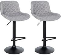 CLP Tabourets de Bar Lot de 2, Chaise de Bar Kasson réglable en Hauteur et pivotante, Moderne avec Repose-Pieds et siège rembourré | Couleur Gris Matériel Tissu