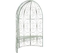 CLP Banc De Jardin Rosie Demi-Cercle I Banquette 2 Places avec Arche A Rosiers en Métal Stable I Demi-Gloriette pour Plantes Grimpantes, Couleur:Vert Antique