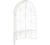 CLP Banc De Jardin Rosie Demi-Cercle I Banquette 2 Places avec Arche A Rosiers en Métal Stable I Demi-Gloriette pour Plantes Grimpantes, Couleur:Blanc
