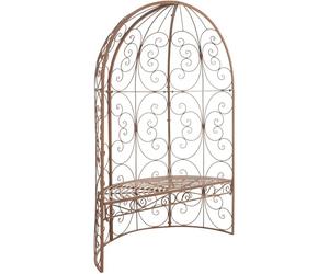 CLP Tonnelle Murale Rosie en Fer Forge, Demi-tonnelle Semi-Circulaire avec Banc Style Art Nouveau, Treillis pour rosiers et Plantes grimpantes, Couleur:Marron Antique