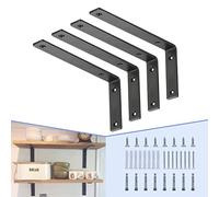 CLT Lot de 4 supports d'étagère noirs, 30,5 x 12,7 cm d'épaisseur - Charge maximale : 200 kg - Support en acier laminé à froid robuste pour banc de table, gain de place, bricolage