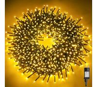 Cluster Guirlande Lumineuse 15M 1000LEDs, 8 Modes Etanche IP65, Minuterie | Guirlande Lumineuse Grappe et Mémoire, Guirlande Blanc Chaud avec Prise pour Décoration Maison, Jardin, Mariages et Fêtes