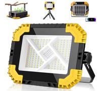 CLV Projecteur LED Rechargeable 200W, 20000mAh Projecteur LED Chantier Portable Solaire & Batterie Rechargeable 4 Modes 2 Luminosité Lampe de Travail Magnetique IP66 étanche pour Camping-Cars Chantier