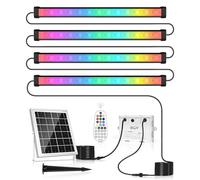 CLV Spot Solaire Exterieur Multicolore avec Télécommande, RGB Lampe Solaire Extérieur Jardin IP66 Projecteur Solaire Couleur 9 Couleurs 5 Modes Dynamiques, 6000MAH, Étanche IP66 pour Terrasses