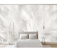 CLVIUJLBKLKSDD Papier Peint Panoramique 3d Blanc Doux Plumes 350x250cm
