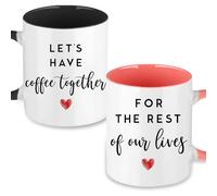 CLVJQ Cadeaux de mariage pour couples - Ensemble de tasses « Lets Have Coffee Together Forever » - Cadeau d'anniversaire, de fiançailles, de Saint-Valentin, de fête prénuptiale pour homme, femme, lui,