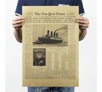 CLXLYU Poster classique The New York Times History Poster Titanic Shipwreck Old Newspaper Kraft Paper Wall Stickers Home Decor Painting-default