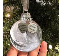 Cmeilau Boule Plumes d'ornement commémoratif Noël Clair, Un Morceau Mon cœur est au Paradis, Cadeau Pendentif Suspendu commémoratif d'arbre Noël Maman, Papa, Fils, Fille, Soeur, frère