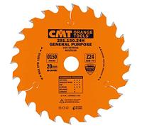 CMT Lame de scie circulaire pour bois 150 mm x 20 mm x 2.4 mm 24 dents (Z-24) - Usage général, coupe transversale et dans le fil