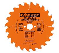 CMT Lame de scie circulaire 160-20-2.2 (Z-24) - 160 mm, alésage 20 mm, 24 dents pour coupe transversale et sur le fil, pour bois tendre, dur et contreplaqué