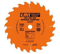 CMT Lame de Scie Circulaire 184-16-2,6 (Z-24) pour Bois - Usage Général pour Scies sur Table, Scies à Onglet et Machines Portables