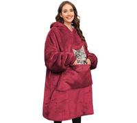 CMTOP Femme Sweat à Capuche Couverture Pull Polaire Grande Poche Couverture Chaude et Moelleuse pour Adultes (Vin Rouge, Taille Unique)