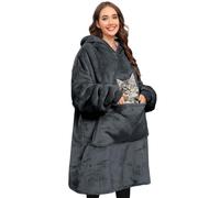 CMTOP Femme Sweat à Capuche Couverture Pull Polaire Grande Poche Couverture Chaude et Moelleuse pour Adultes (Gris, Taille Unique)