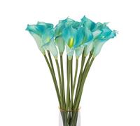 cn-Knight 10pcs Fleur Artificielle 67cm Longue Tige Calla Lily Fausse Fleur en PU Faux Arum Pour Mariage Bouquet de Mariée Demoiselle D'honneur Décoration de la Maison Bureau Centre de Table,Bleu