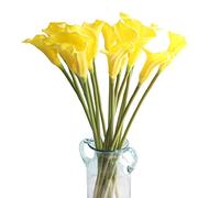 cn-Knight 10pcs Fleur Artificielle 67cm Longue Tige Calla Lily PU Faux Arum Pour Mariage Bouquet de Mariée Demoiselle D'honneur Décoration de la Maison Bureau Centre de Table,Jaune