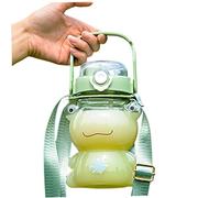 CNAFGBGG Bouteilles d'eau Grenouille Portables Mignonnes et Transparentes, Bouteilles à Boire étanches avec Sangle en Paille pour Le Sport, 850ML, Vert..