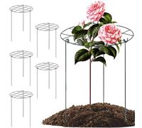 CNAFGBGG Cages et Supports de Pivoine 6 pièces de Support Pivoine 12x18 '' Poussent à Travers des Supports Plantes avec 3 Pieds Cages à tomates Anneaux Support Fleurs cerceaux pour Rose, Tomate