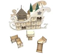 CNAFGBGG Calendrier de l'Avent de Noël Calendrier l'Avent en Bois en Forme Luge avec Arbre Noël et 24 tiroirs vides Compte à rebours pour Adultes Enfants décoration la Maison, bûche..