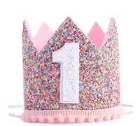 CNAFGBGG Chapeau de fête de 1er anniversaire pour bébés filles, bandeaux diadème scintillants réglables, accessoires d'anniversaire pour bébé..
