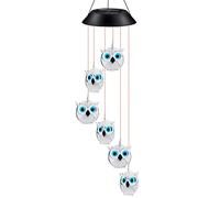 CNAFGBGG Le Carillon éolien Solaire à LED Allume la Lampe Suspendue de Hibou à Couleur Changeante, lumières décoratives de Jardin extérieur ..