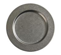 CNANRNANC Assiette ronde en acier inoxydable finition or antique avec bord large pour servir steak, pizza et dessert à la maison ou au restaurant (argenté, 20 cm)