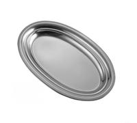 CNANRNANC Assiettes de service ovales en acier inoxydable 26 cm-40 cm en forme d'œuf argenté électro-poli au design rétro pour la salle à manger, le thé ou le café dans la maison et le restaurant (26