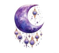 CNANRNANC Autocollant Ramadan Eid Mubarak Lune Étoiles 20x30cm | Design lune et étoiles, autocollant plat, pour idéal salon bar, pour facile à poser, bulles