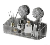 CNANRNANC Étagère de douche à ventouse sans perçage - Organiseur mural en plastique transparent avec crochets pour petit espace - 32,6 cm (milieu)