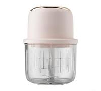 CNANRNANC Hachoir électrique à ail rechargeable sans fil avec 6 lames en acier inoxydable et bol en verre de 350 ml pour hacher l'ail, les légumes, les noix, la viande (2 roses)